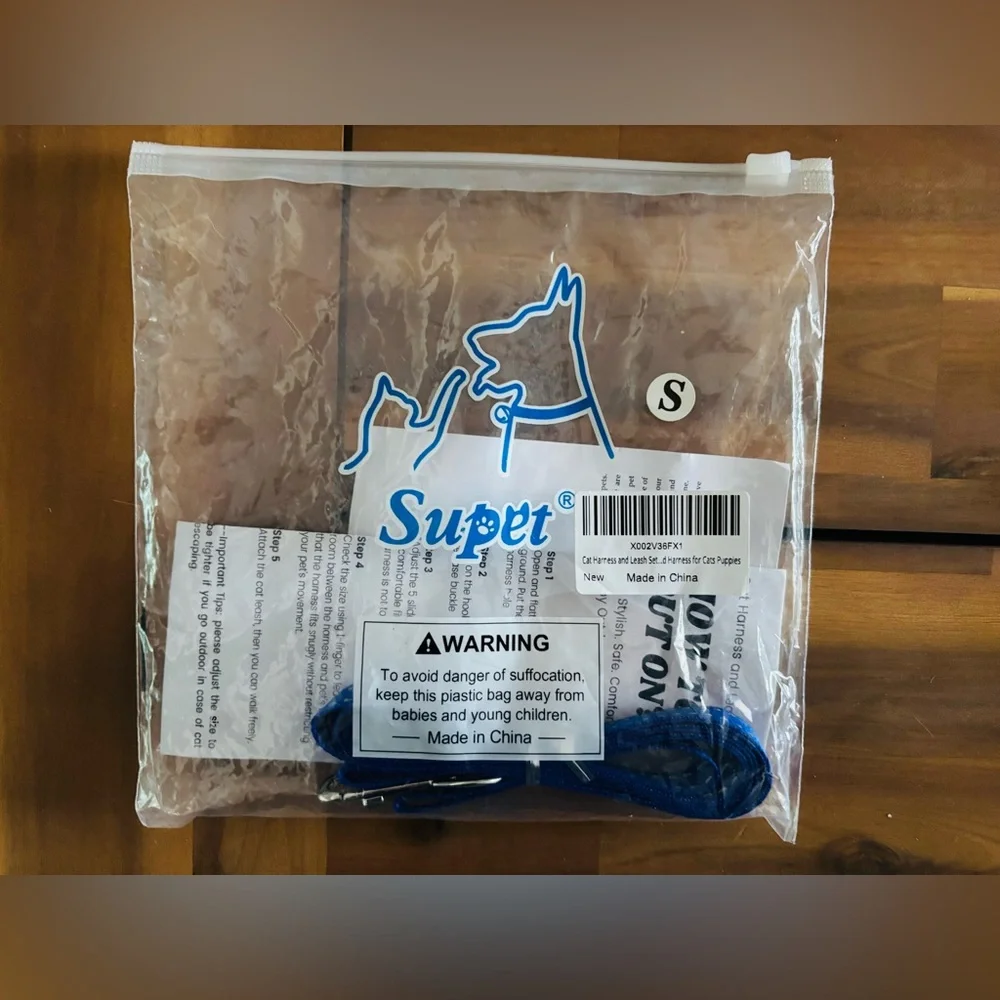 Supet Blue Small Cat Leash and Harness